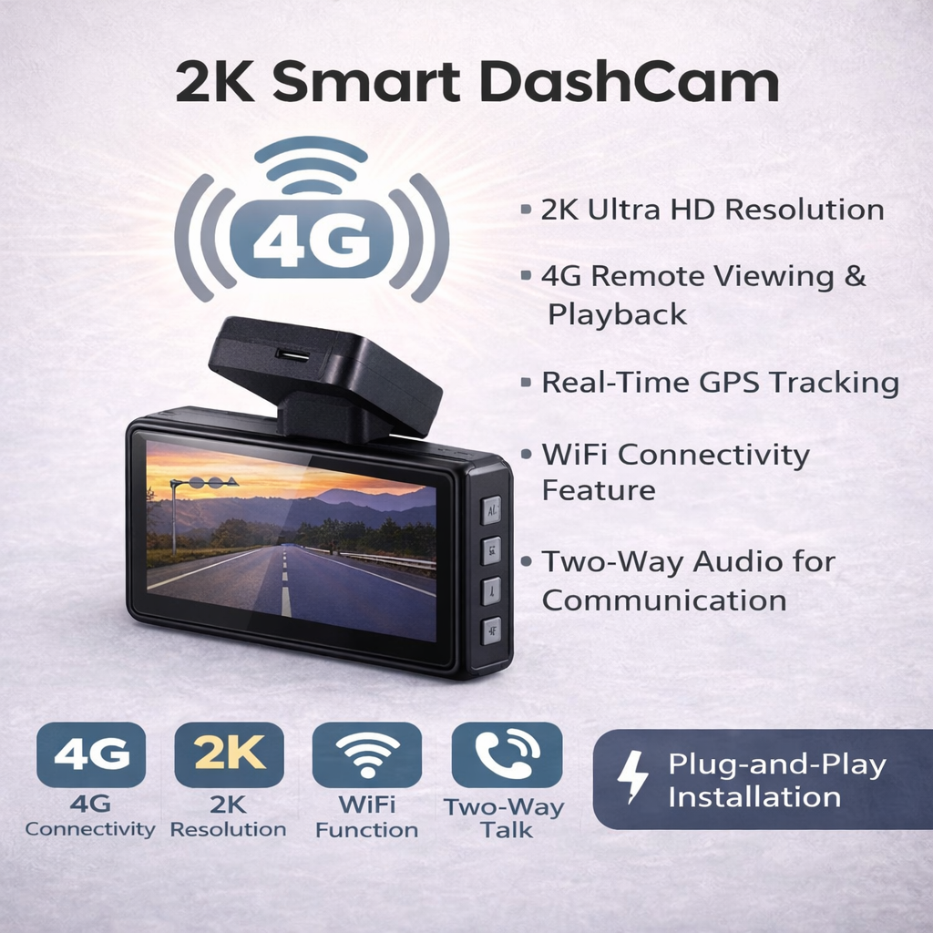 كاميرا سيارة ذكية 2K مع 4G | Smart 2K 4G Dash Cam - albarakwt