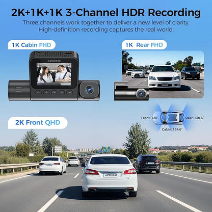 AZDOME 4K S58 3 Channel Dash Cam, 2K+1K+1K - albarakwt