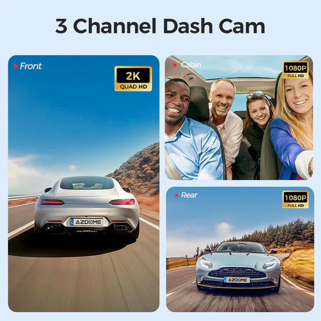 AZDOME 4K S58 3 Channel Dash Cam, 2K+1K+1K - albarakwt