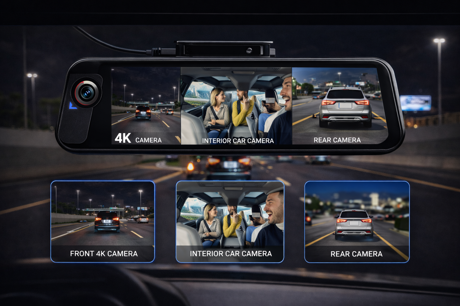 4K ultra HD front dash cam recording example